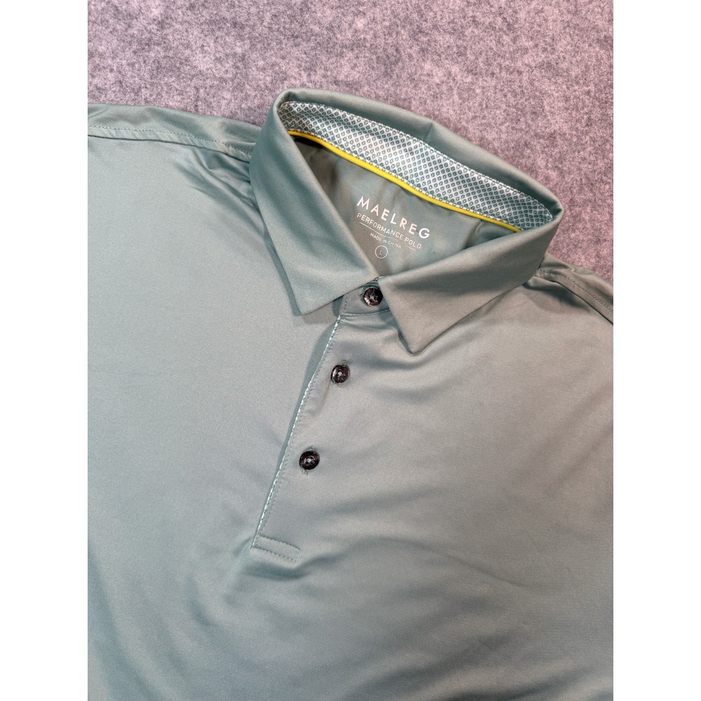 Maelreg Mens Performance Polo Shirt Large Sage Green Short Sleeve Golf Athletic